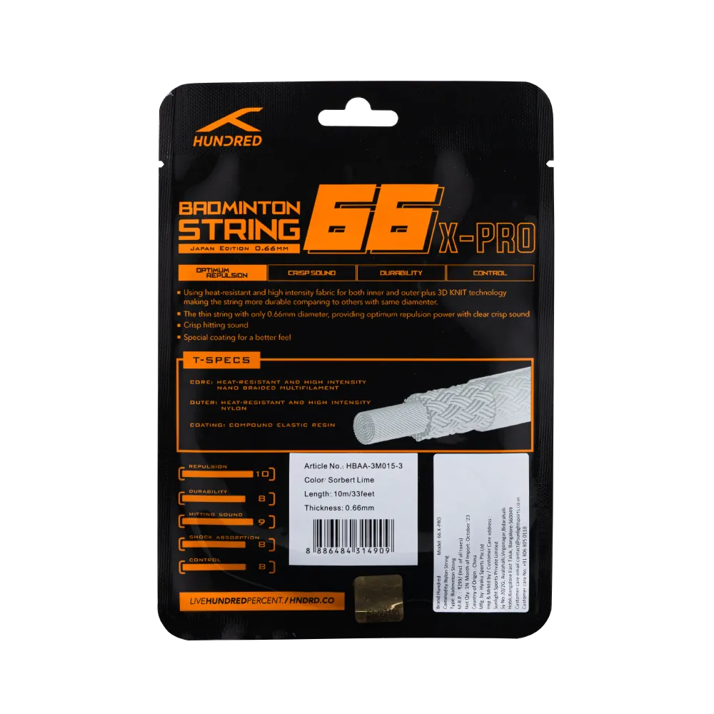 Hundred 66 X-PRO Badminton String (Single Pack)
