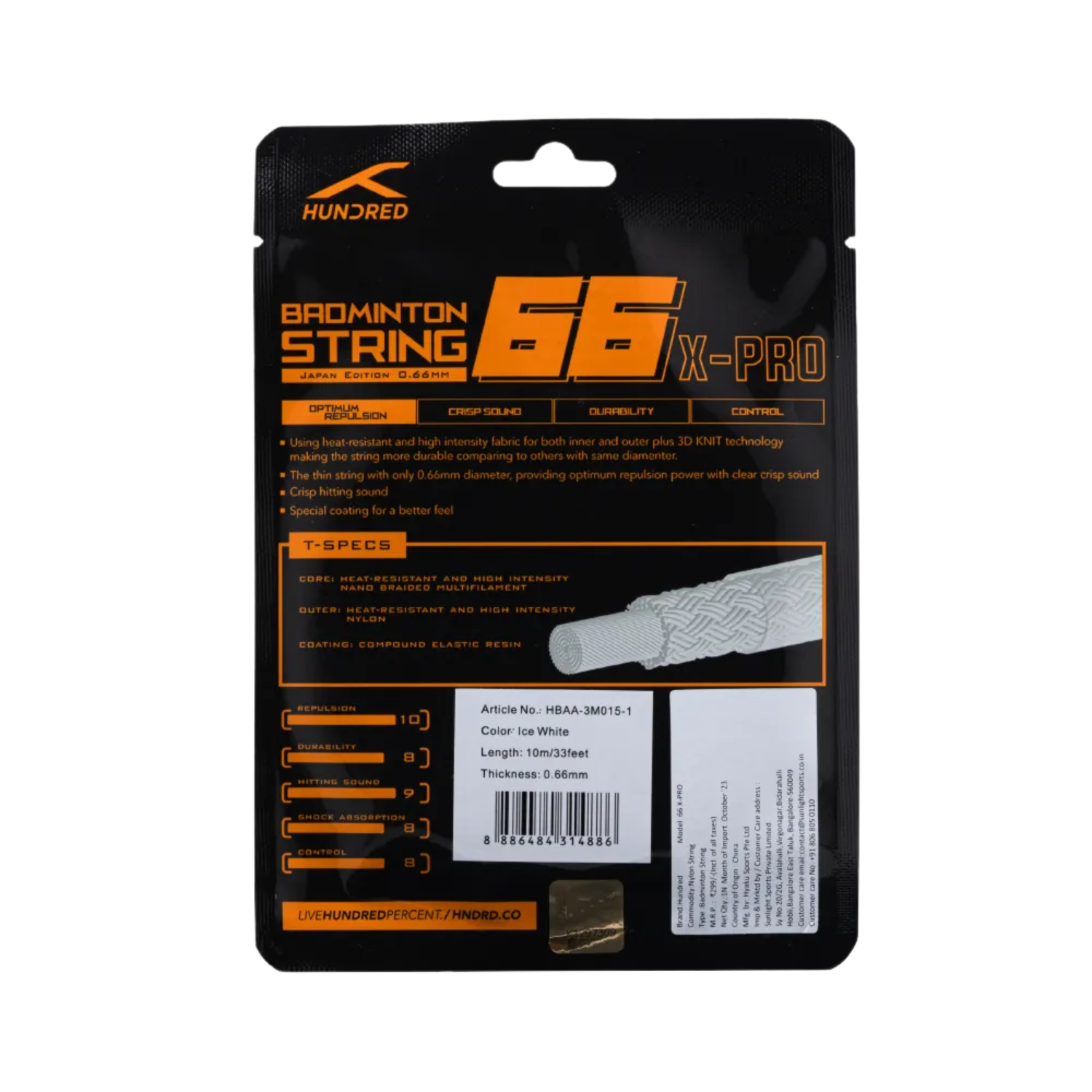 Hundred 66 X-PRO Badminton String (Single Pack)