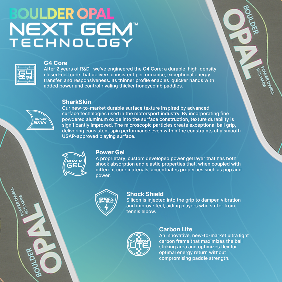 Six Zero Boulder Opal (14mm) - Hybrid Smooth (USAP Approved) Pickleball Paddle