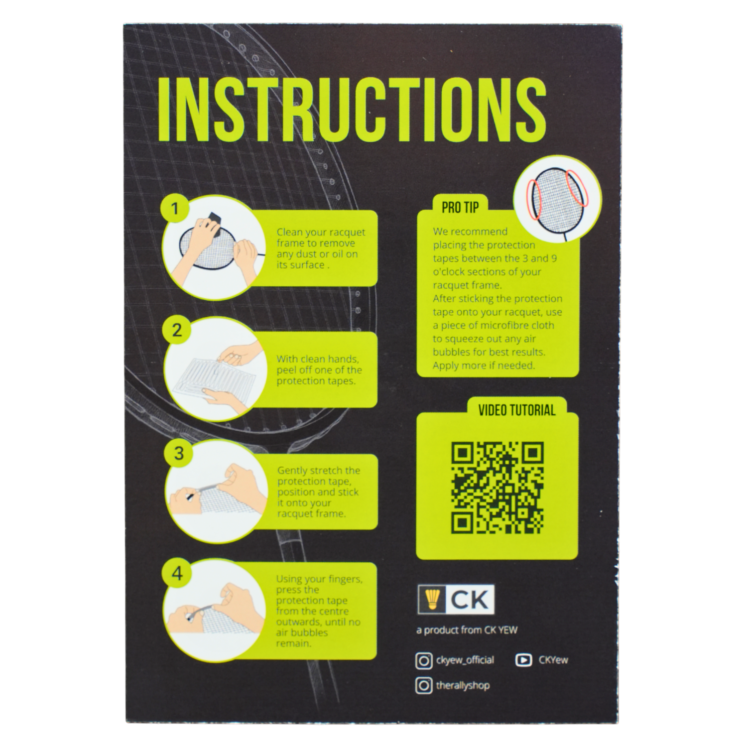 The Rally Shop X CK Yew Premium Badminton Racket Protection Tape (Thin Width)