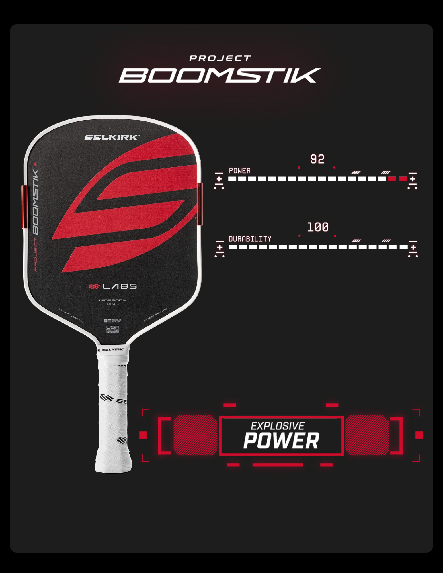 Selkirk LABS Project Boomstik (Widebody) Pickleball Paddle