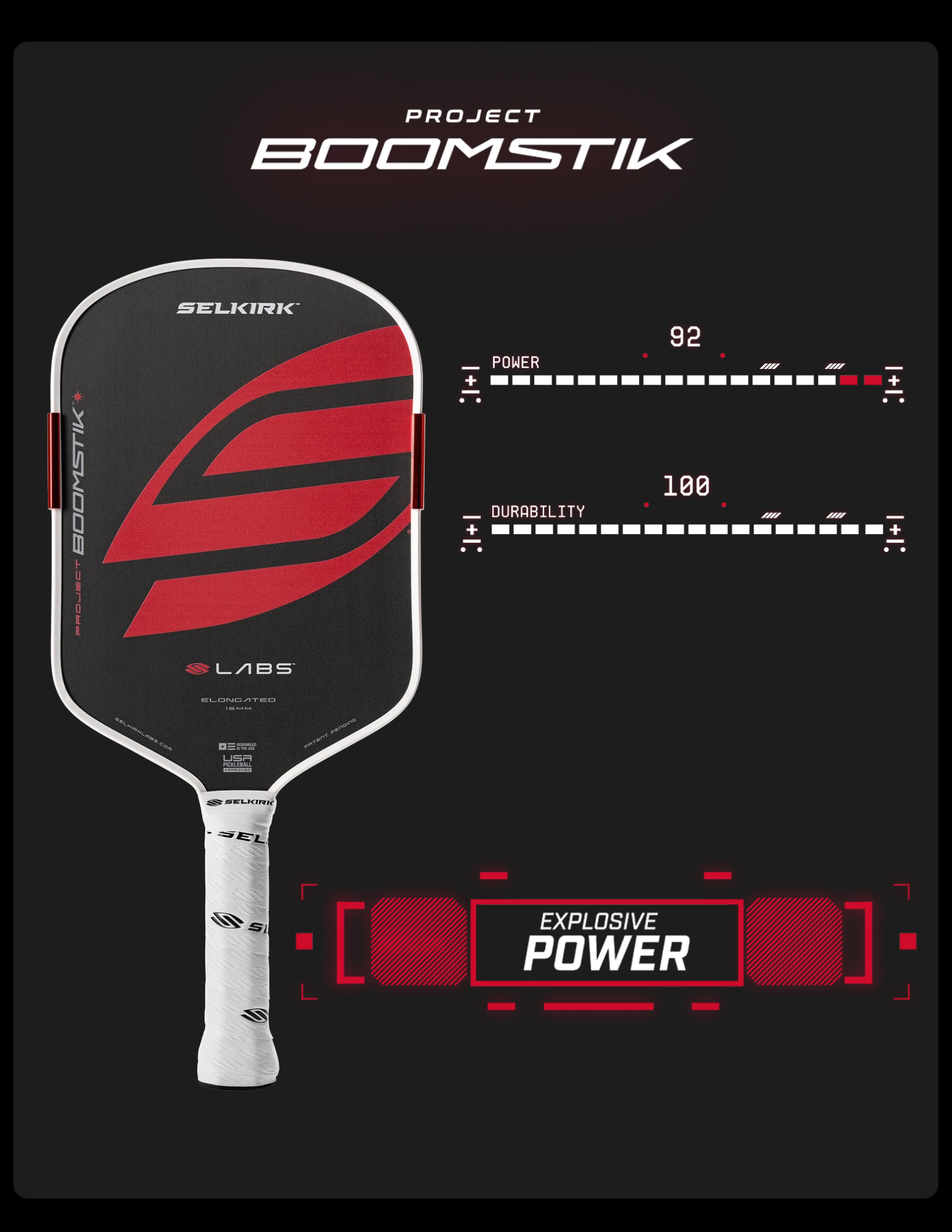 Selkirk LABS Project Boomstik (Elongated) Pickleball Paddle
