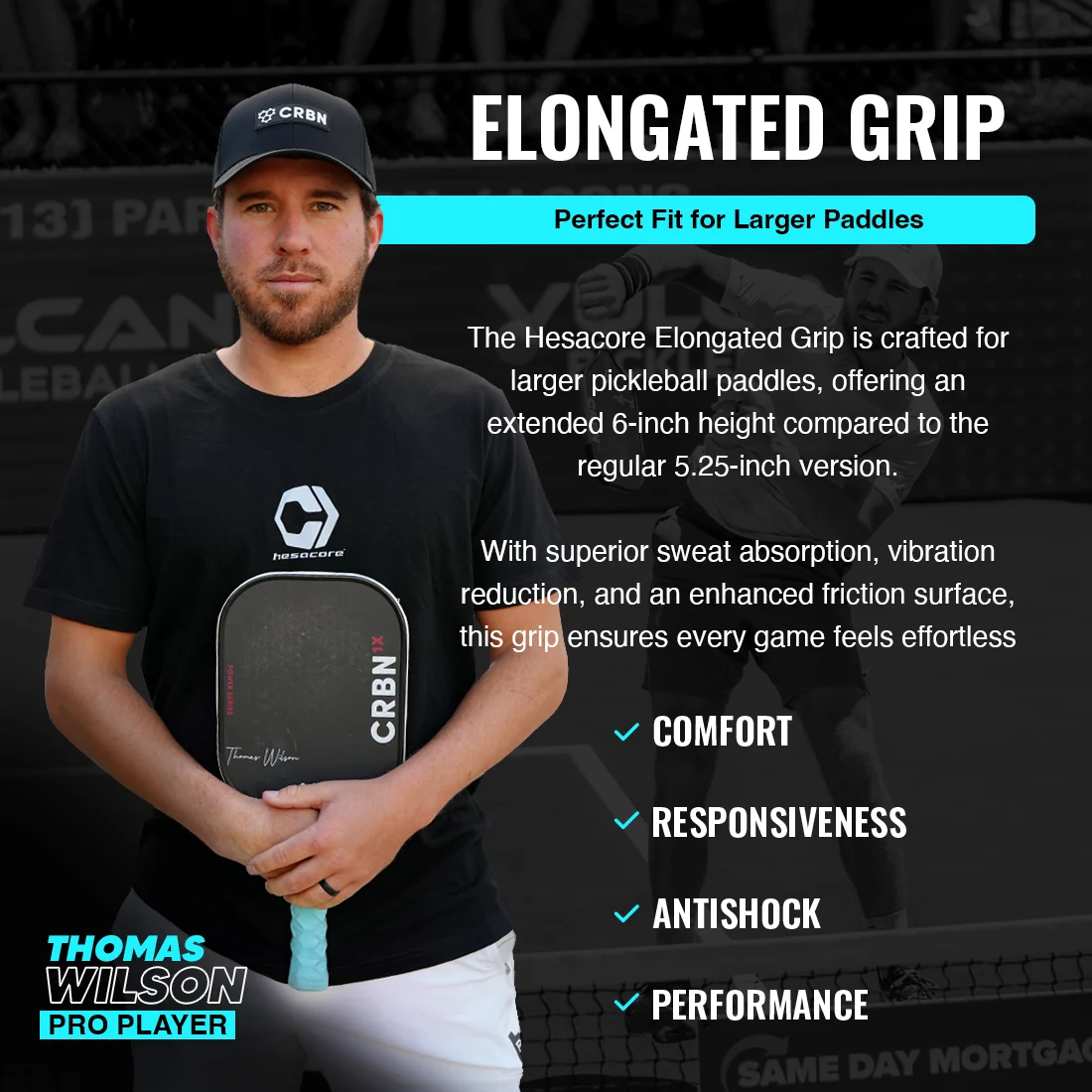 Hesacore Pickleball ELONGATED Grip