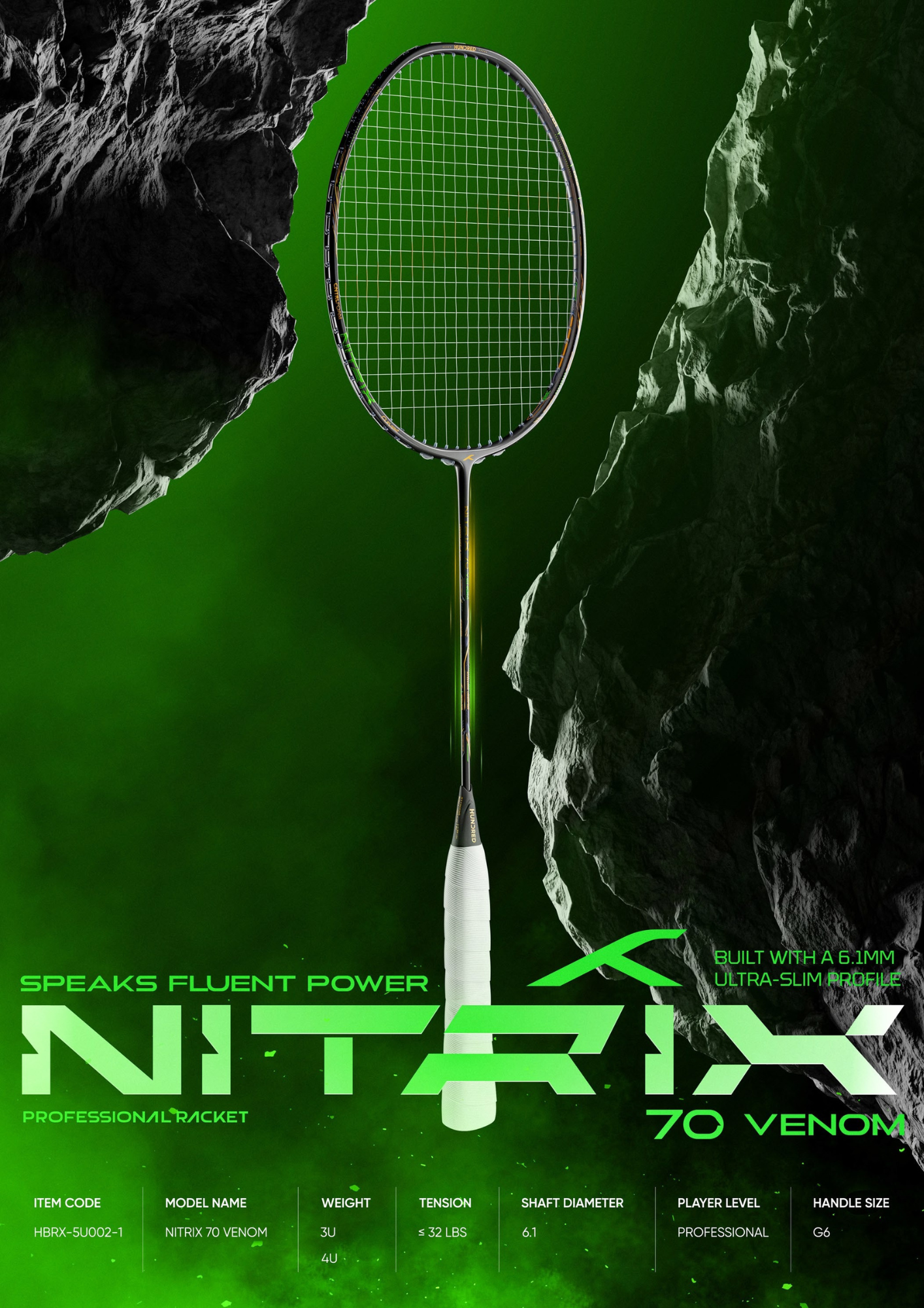 Hundred Nitrix 70 Venom Badminton Racket