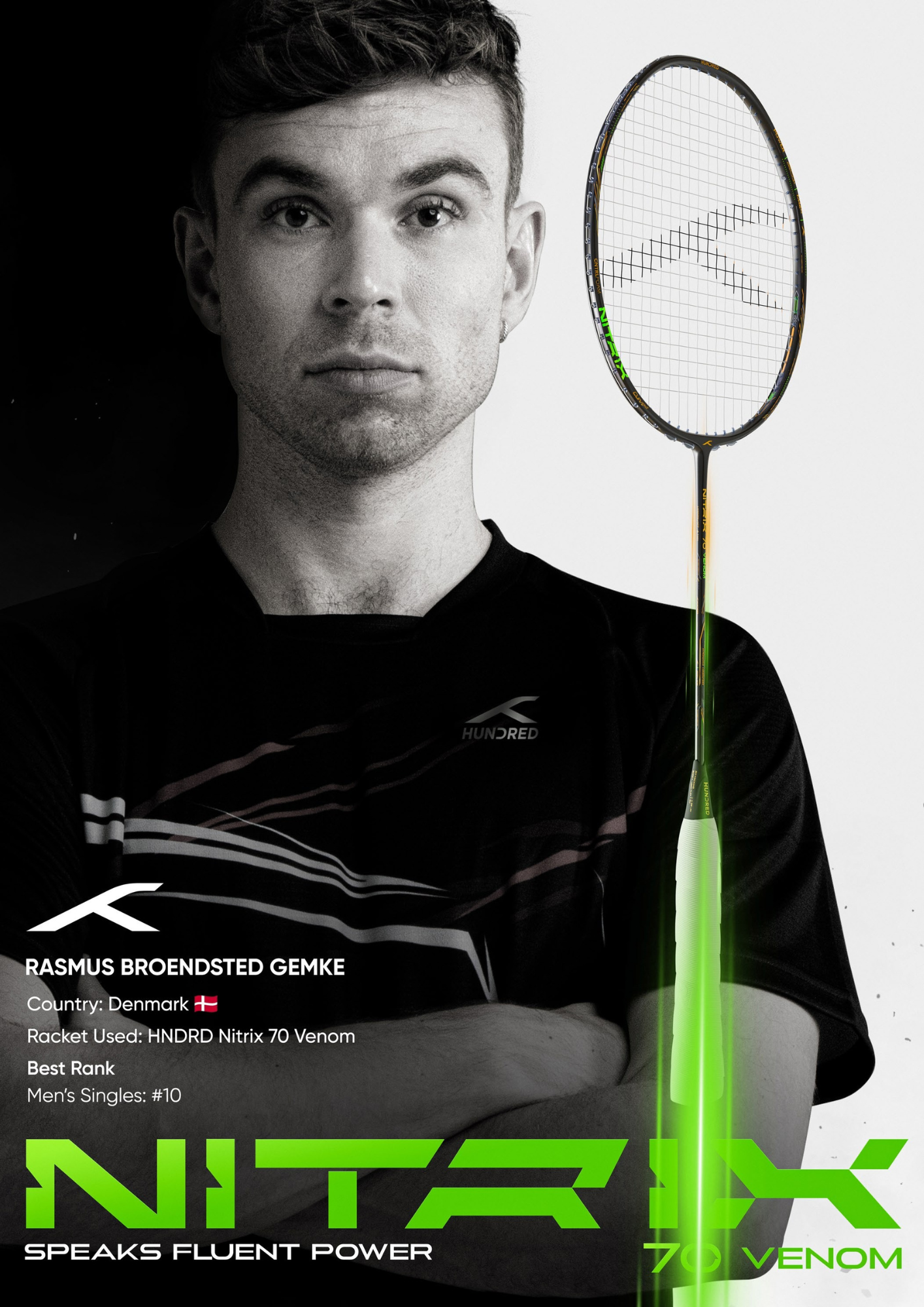Hundred Nitrix 70 Venom Badminton Racket