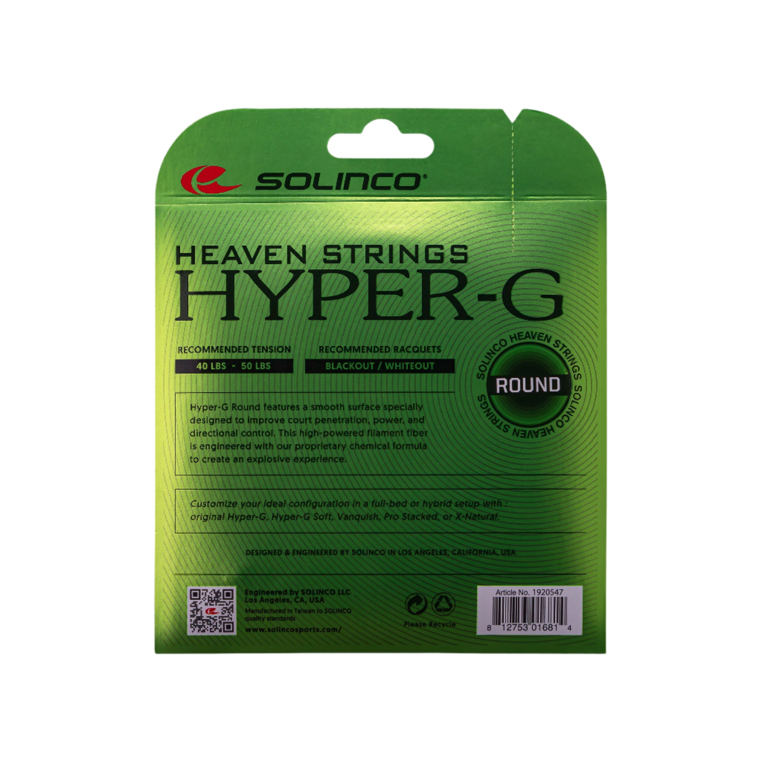 Solinco Hyper-G ROUND Tennis String (Single Pack)