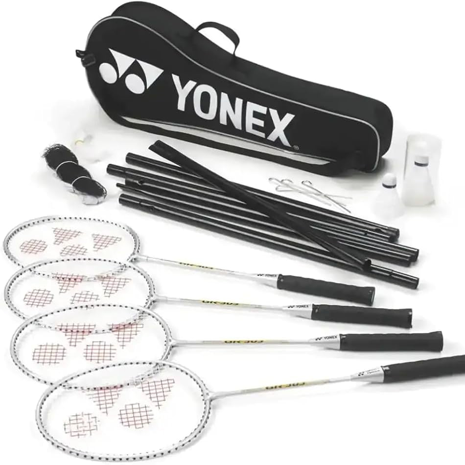 Yonex Badminton Combo Beginner Set (4 Rackets, 2 Shuttles, Net & Pole)