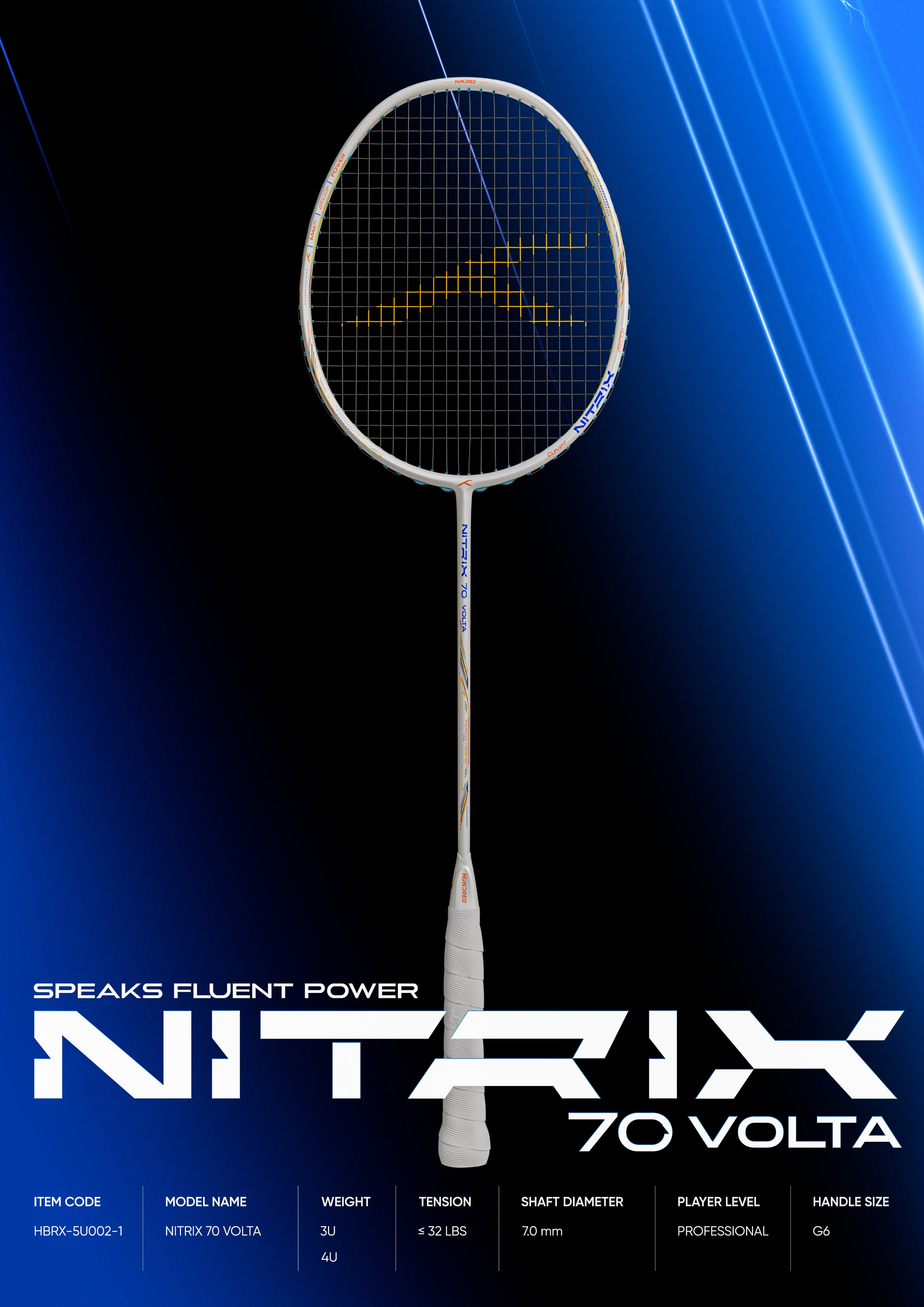 Hundred Nitrix 70 Volta Badminton Racket