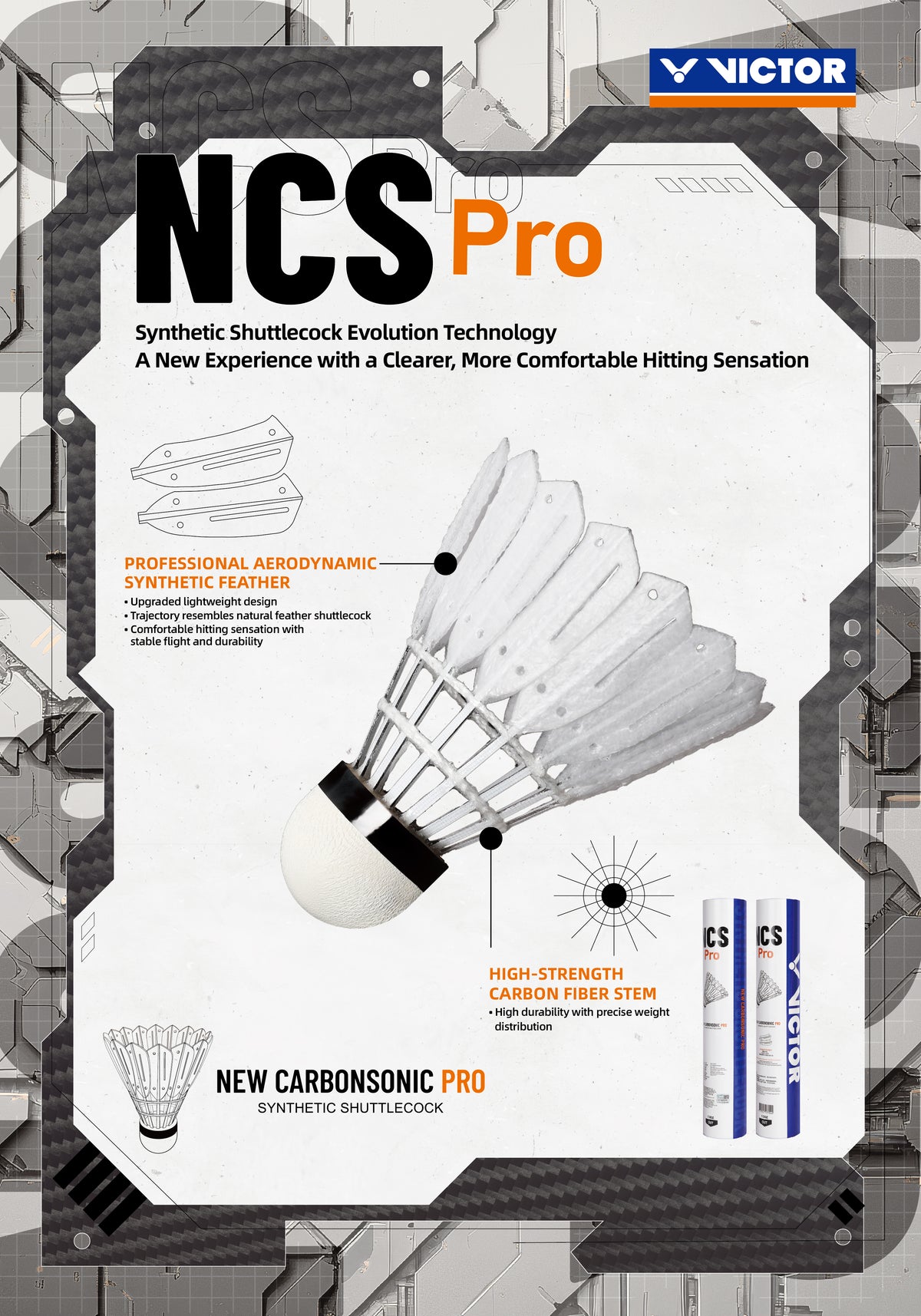 Victor New Carbonsonic NCS Pro Synthetic Badminton Shuttlecocks (2025)