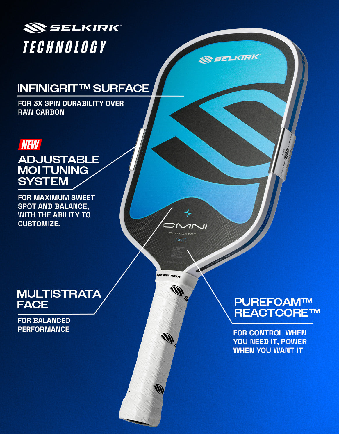 Selkirk OMNI - Elongated Pickleball Paddle
