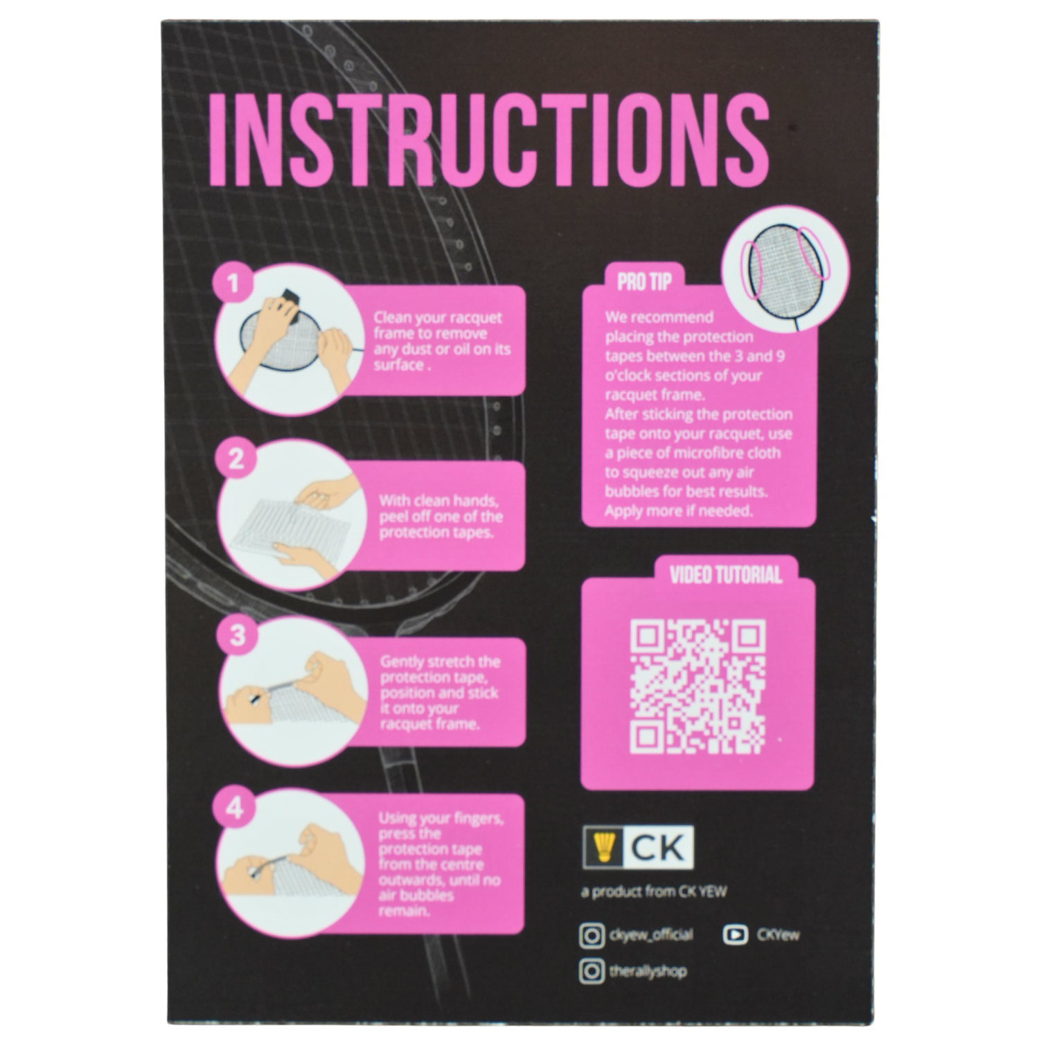 The Rally Shop X CK Yew Premium Badminton Racket Protection Tape (Standard Width)