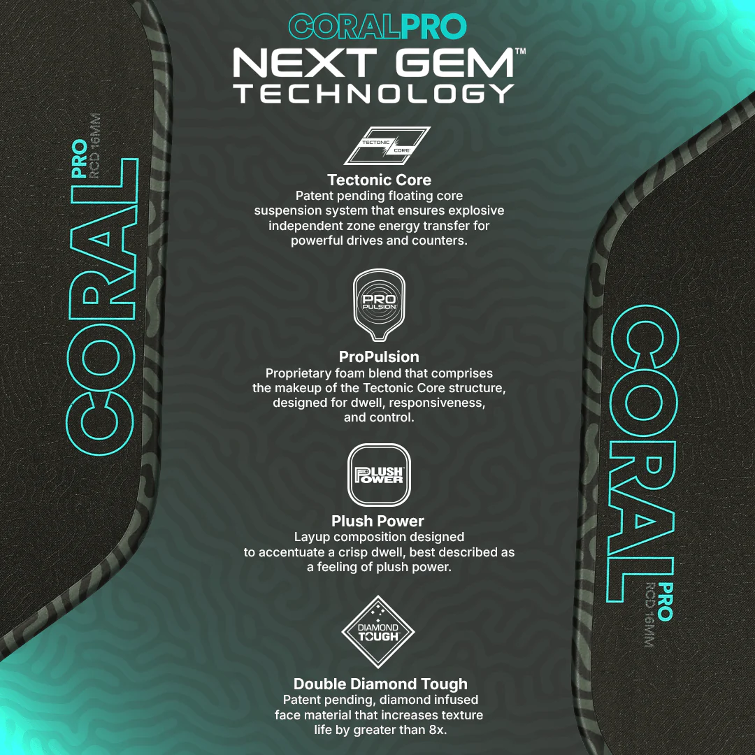 Six Zero Coral PRO (16mm) - Elongated Pickleball Paddle