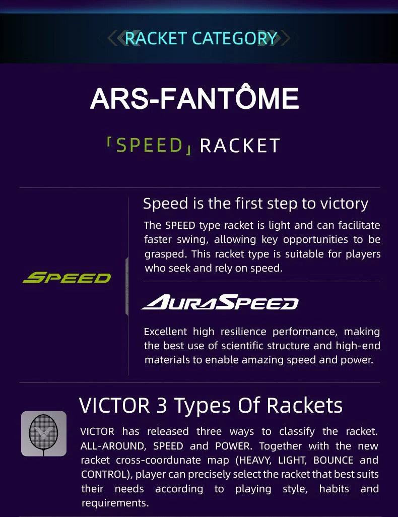 Victor AuraSpeed Fantome J Badminton Racket (ARS-FANTÔME J)