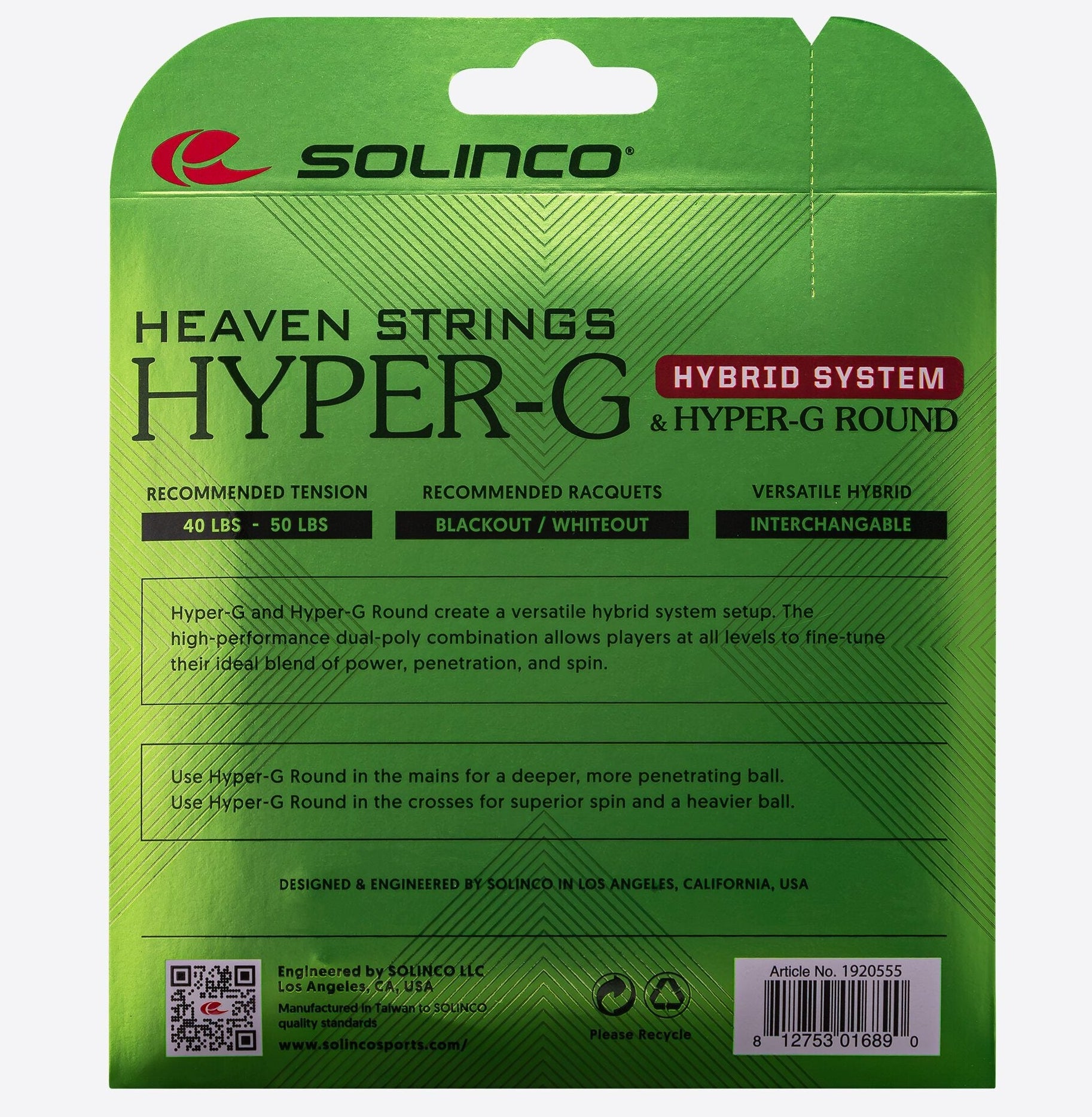 Solinco Hyper-G Hybrid System Tennis String (Single Pack)