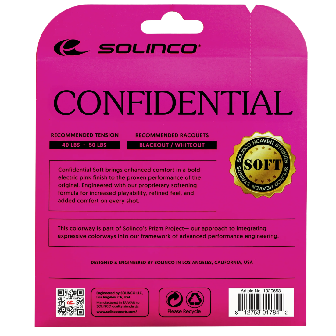 Solinco Confidential SOFT Tennis String (Single Pack)